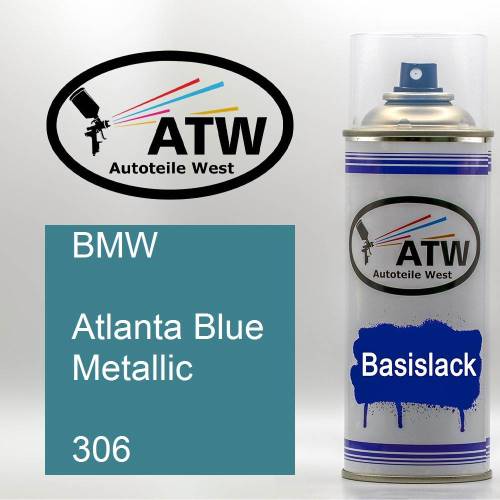 BMW, Atlanta Blue Metallic, 306: 400ml Sprühdose, von ATW Autoteile West.